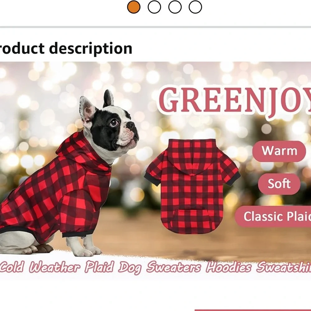 ⚡️NIP Red Black Buffalo Plaid Dog Sweater Size S